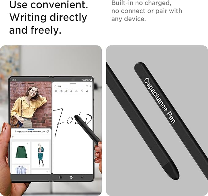 Miimall Slim S Pen for Galaxy Z Fold 7/6/5 Stylus [High Sensitive] [Smooth Writing] [No Bluetooth] Replacement Stylus for Phone - Samsung Galaxy Z 5/6/7 S Pen Fold Edition Black