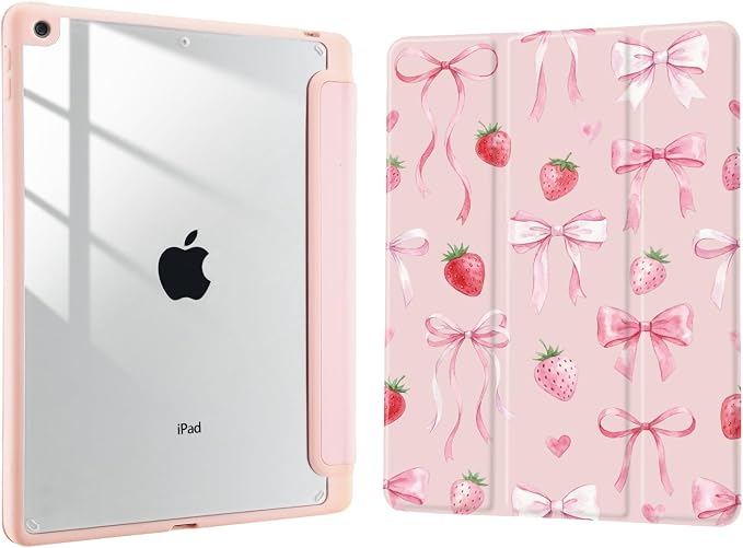 Joyland Brown Leopard Floral for iPad 6th/5th Generation 9.7 Inch 2018/2017Air 2/Air 1 CaseBuilt-in Pencil Holder with Shockproof Cover Transparent Back Shell Auto Wake/SleepBlack