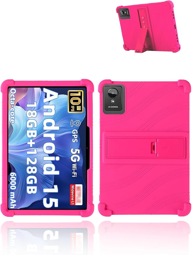 for Aobante K50 Android 15 15 Gaming Tablet10 2.5K Ultra Clear Display Tablet Model CaseSoft Silicone Adjustable Stand Cover Lightweight Kids FriendlyBlack.