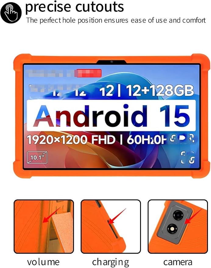 for BNCF 2025 Android 15 10.1 Inch Tablet CaseBOVUGAC Soft Silicone Adjustable Stand Shockproof Kids Friendly for BNCF 2025 Android 15 10.1 Tablet(Black)
