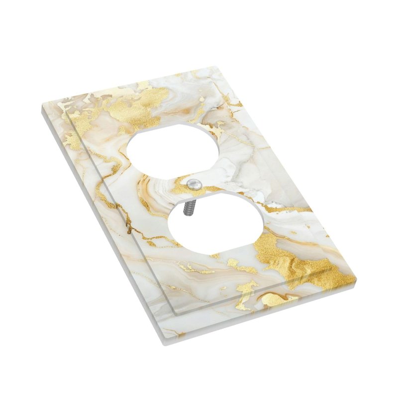 SgEdao Decorative Outlet Covers Luxury Marble Grey Gold Foil Abstract Art 1 Gang Duplex Light Switch Cover Plate Unique Wall Plates for Electrical Outlets Switch Plate Covers for Modern Home Decor