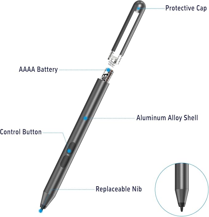 Stylus Pen for HP Omnibook X Flip Rechargeable MPP 2.0 with 4096 Pressure | Digital Stylus Pen for HP Envy/Pavilion/Spectre x360 – Tilt Support Palm Rejection Fast Charge Ideal for Drawing &amp N