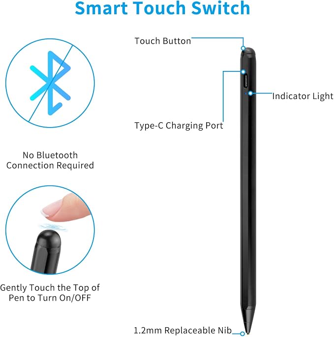 Stylus Pens for Amazon Kindle Fire 10 PencilActive Stylist Digital Pencil with 1.5mm High Sensitive Fine Tip Amazon Kindle Fire 11th Gen Pen Black