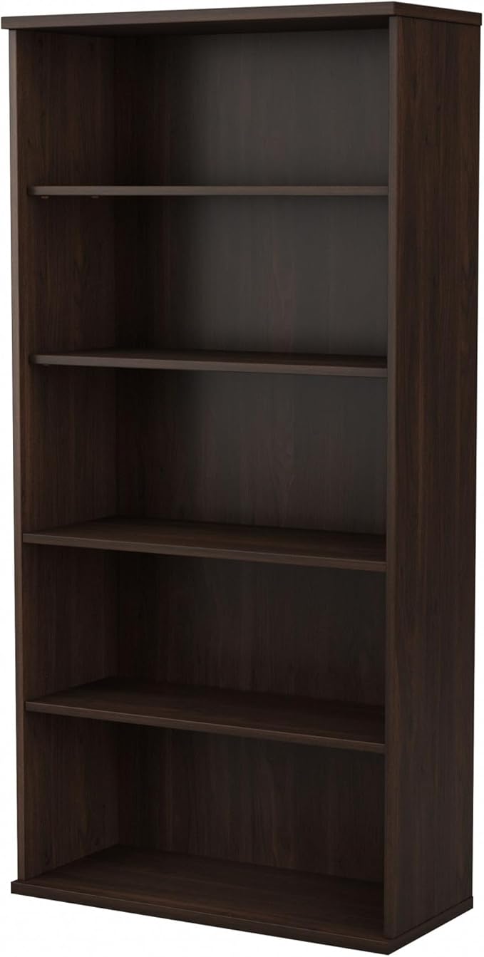 Bush Business Furniture Studio C Tall 5 Shelf Bookcase in Black Walnut, Large Bookshelf for Home or Professional Workplace Organization
