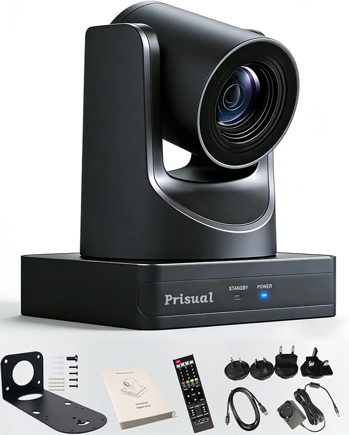 Prisual HDMI PTZ Camera AI Auto-Tracking, 20x Optical Zoom IP USB3.0 PoE HDMI PTZ Camera for Church Services Worship Education Video Conference, PT20X-UL