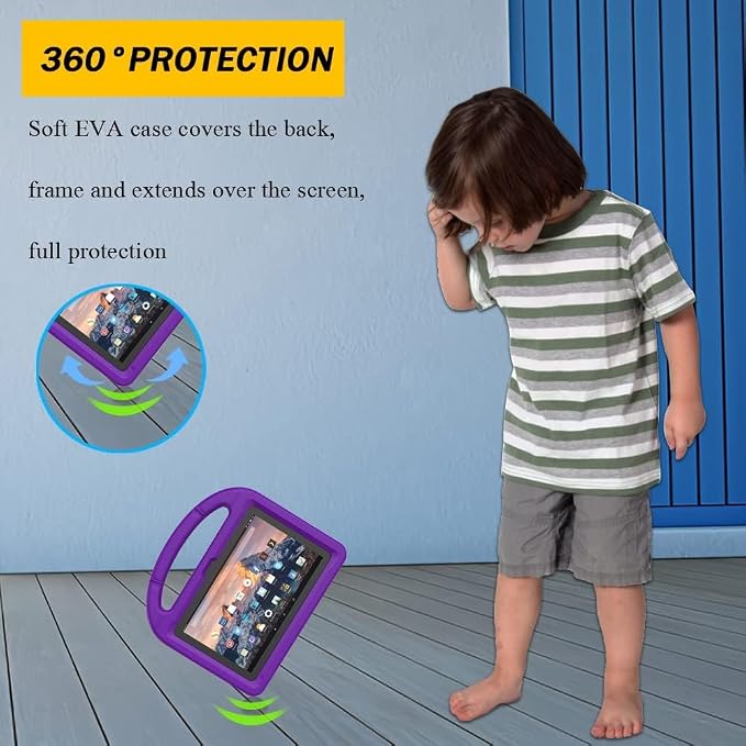 Kids Case for New Tab 7-inch 2024 Lightweight Shockproof Kid-Proof Cover with Stand Cover - Black