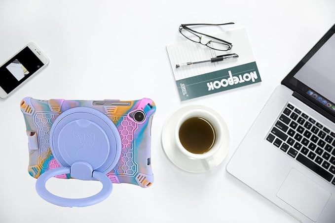 Tablet Case for Lenovo M8 TB300XU/TB-8505F/TB-8705F/TB-8506FSoft Anti-Stress Silicone Case with Rotate Stand/Pencil Holder/Shoulder Strap/Pen for Lenovo Tab M8 8 inch (Colorful Light Blue)