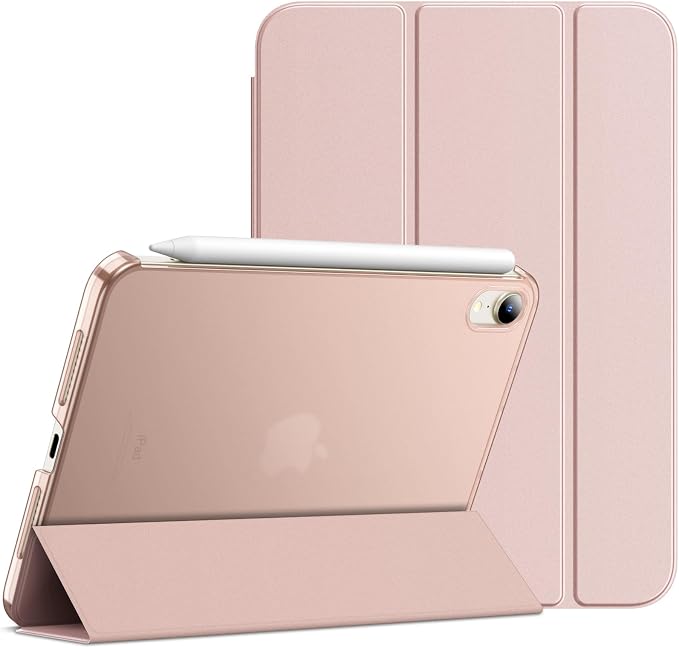 JETech Case Cover for iPad mini A17 Pro/6th Gen (2024/2021) Blue | Slim Translucent Back Design Tri-Fold Stand Auto Wake/Sleep Lightweight Shockproof Protection