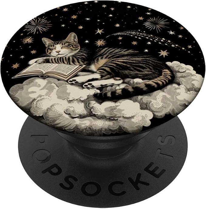 Cat Reading Book PopSockets Adhesive PopGrip