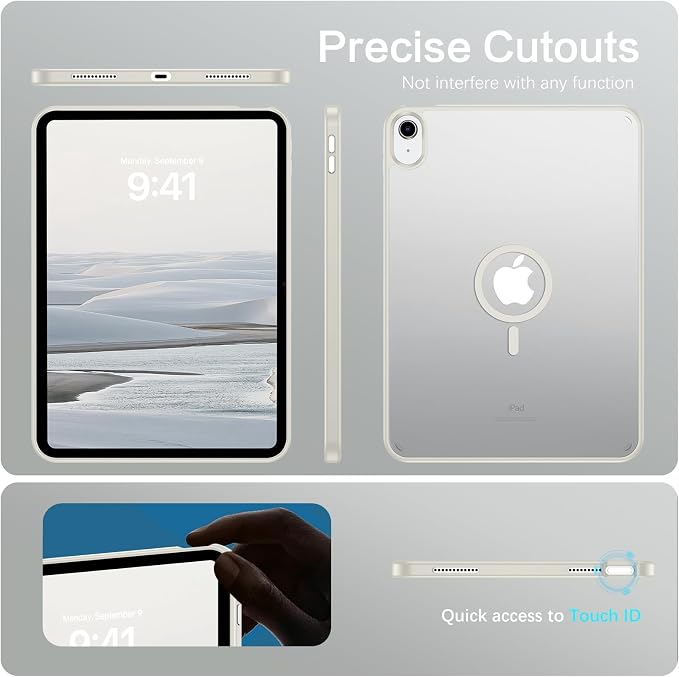 BENTOBEN Magnetic for iPad A16 Case (11th Generation 11 Inch 2025) iPad 10th Generation Case 10.9 inch 2022 Translucent Matte Slim Soft TPU Protective Tablet Cover for iPad 11th/10th Gen Black