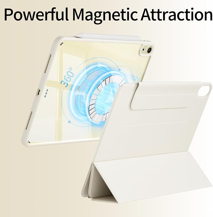 Hybrid Case for iPad A16 11th/10th Generation 11/10.9 with Clasp | 2025/2022 Magnetic Detachable Trifold Stand Portrait/Landscape Angle Clear Protective Case Auto Wake/Sleep Black