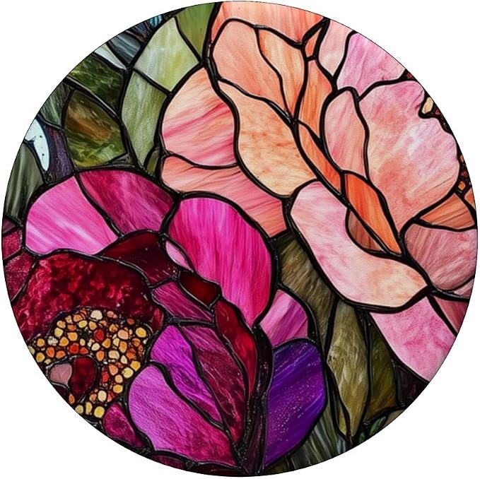 Vibrant Peonies in Bold Pink and Red Artwork PopSockets PopWallet for MagSafe