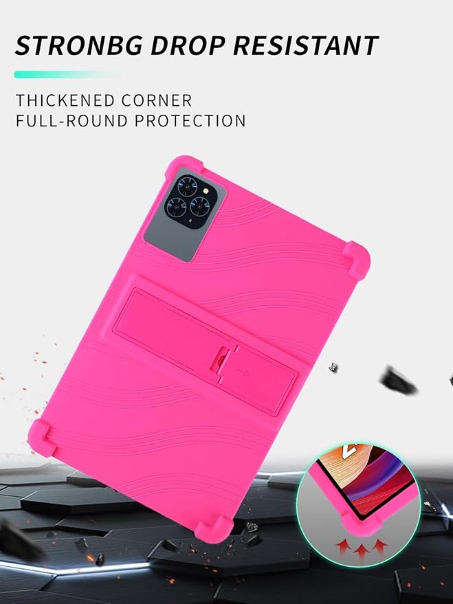 Case for KINGRID T90 11 inch Android 16 TabletWUNIAK Shock Proof Lightweight Stand Rubber Shell Protective CoverKids Friendly Soft Silicone Adjustable Stand CoverBlack