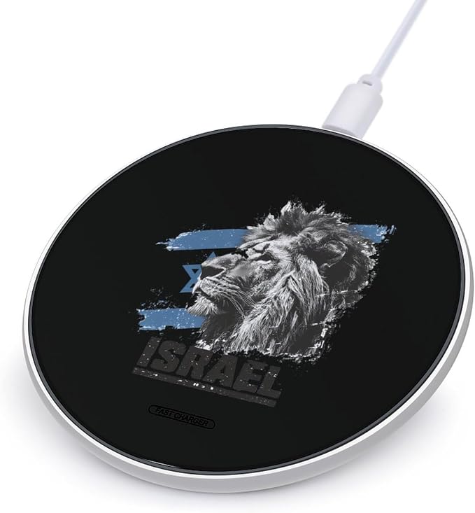 Lion of Judah with Israel Wireless Charger SlimWireless Charging Pad Anti-Slip Charger Mat for Men Women