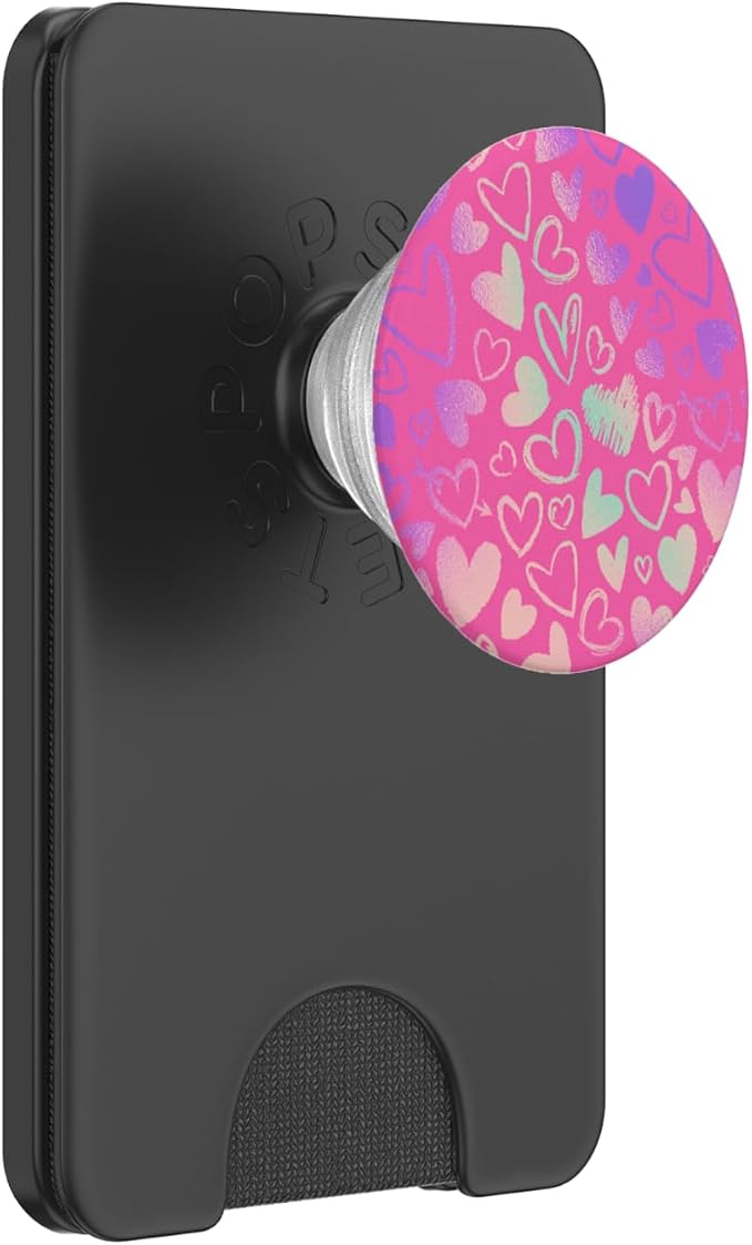Rainbow Modern Hearts Pink PopSockets Adhesive PopGrip