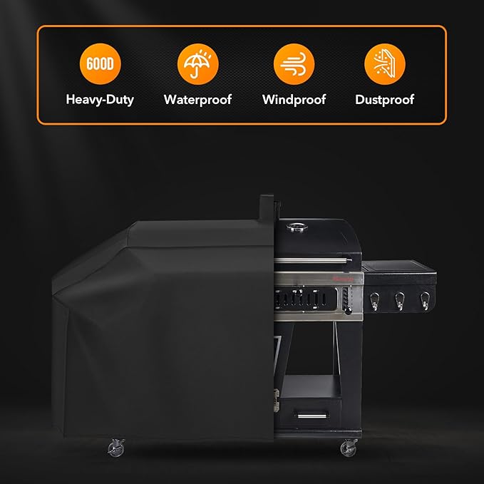 Heavy-Duty 600D Grill Cover Compatible with Pit Boss Memphis Ultimate and Smoke Hollow PS9900 DG1100S 4in1 Combo Grill Cover GC7000 Gas/Charcoal Grill