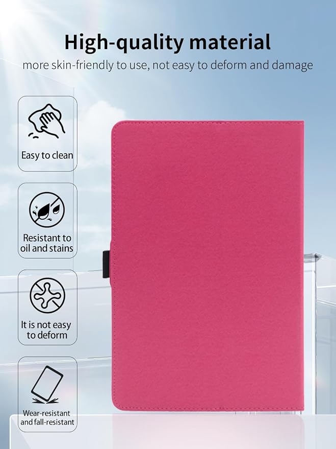 Case for VekfulPC T20 Tablet 10 Inch Android 15 TabletUYRUREL Leather Slim Folding Stand Cover with Hand Strap Magnet for Men Women Full ProtectionBlack.