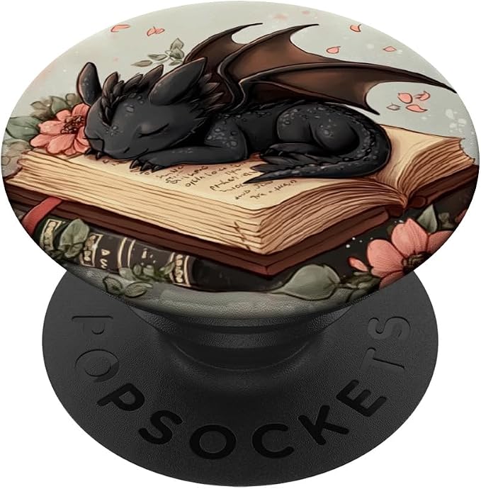 Book Dragon Head Mythical Creature Flame Wyvern Fantasy PopSockets PopWallet for MagSafe