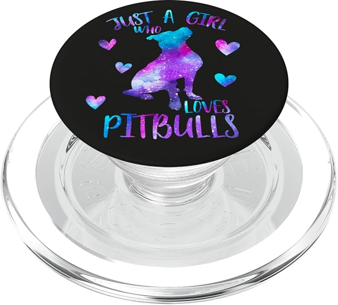 Just a Girl Who Loves Pitbulls Watercolor Galaxy Pitbull PopSockets Adhesive PopGrip
