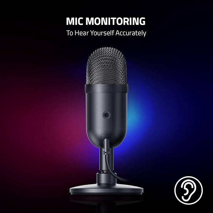 Razer Seiren V2 X USB Condenser Microphone for Streaming and Gaming on PC: Supercardioid Pickup Pattern - Integrated Digital Limiter - Mic Monitoring and Gain Control - Built-in Shock Absorber
