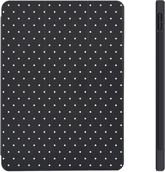 Trifold Stand Case for iPad Air 11 Inch M4/M3/M2 (8th 2026/7th 2025/6th 2024) iPad Air 10.9 Inch 5th/4th Generation (2022/2020) Trendy Cute Polkad Dot Print Aesthetic Pattern Design-Black
