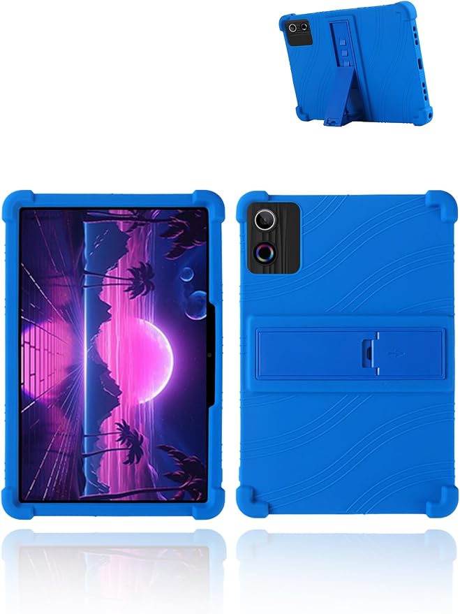 for Gleeso A10L Android 15 Tablet10 2.5K Ultra Clear Display Tablet Model CaseUYRUREL Soft Silicone Adjustable Stand Cover Lightweight Kids FriendlyBlue.