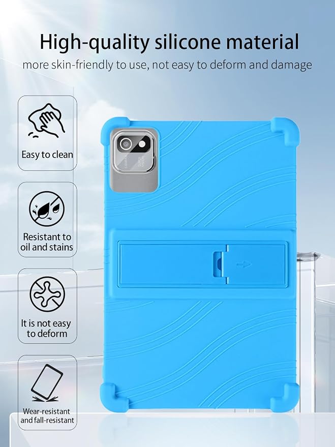 for tabtrust T10B-B Android 14 Gaming Tablet10.1 2.5K Ultra Clear Display Tablet Model CaseSoft Silicone Adjustable Stand Cover Lightweight Kids FriendlyBlack.