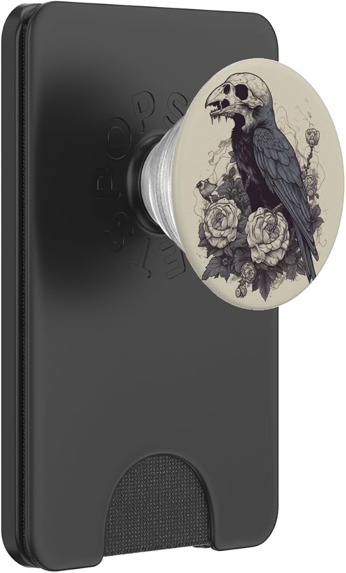 Dark Academia Crow Vintage Raven Roses Flower PopSockets Adhesive PopGrip