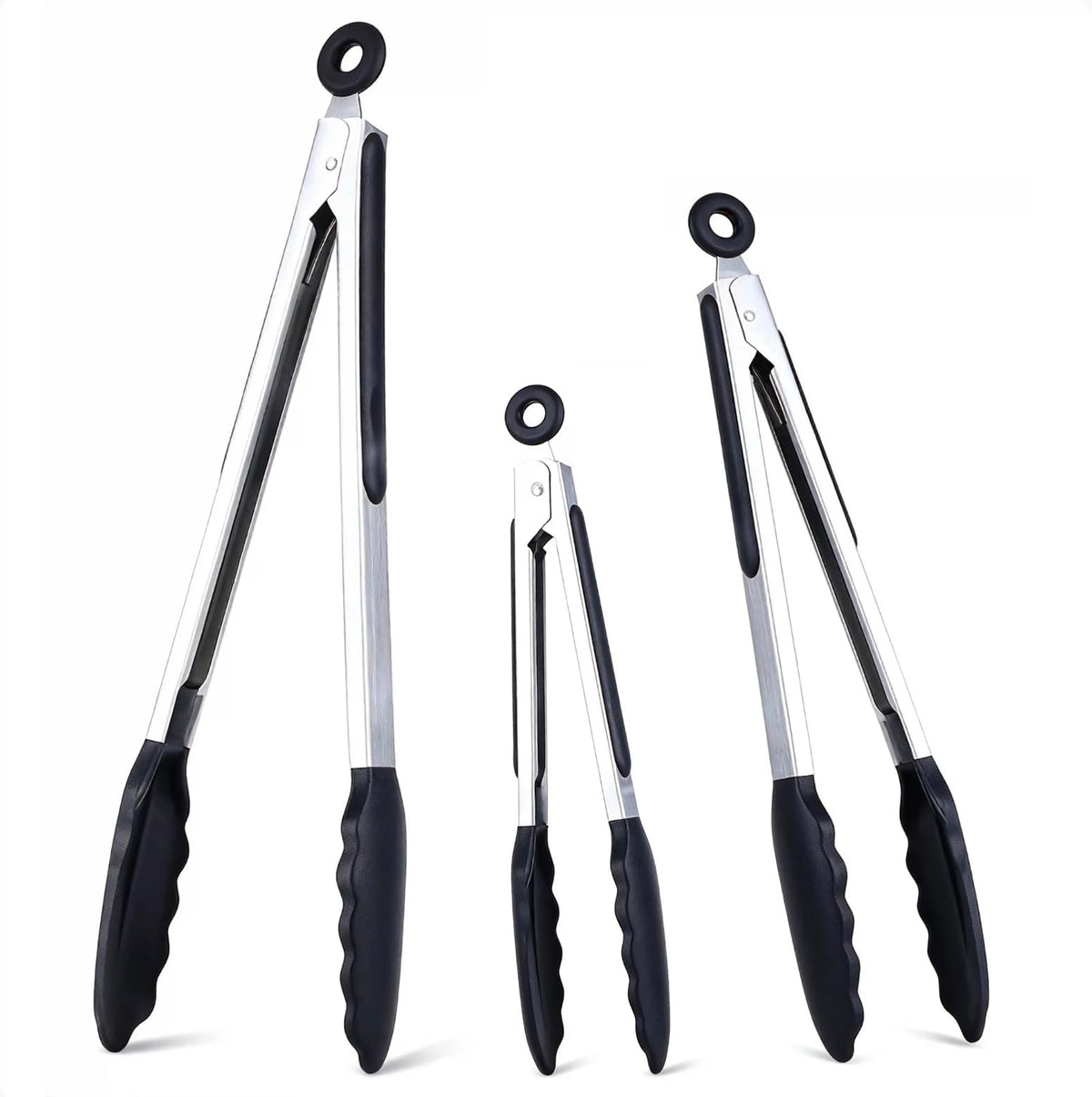 7-Inch Kitchen Tongs Set of 3, Cooking Tongs with Silicone Tips