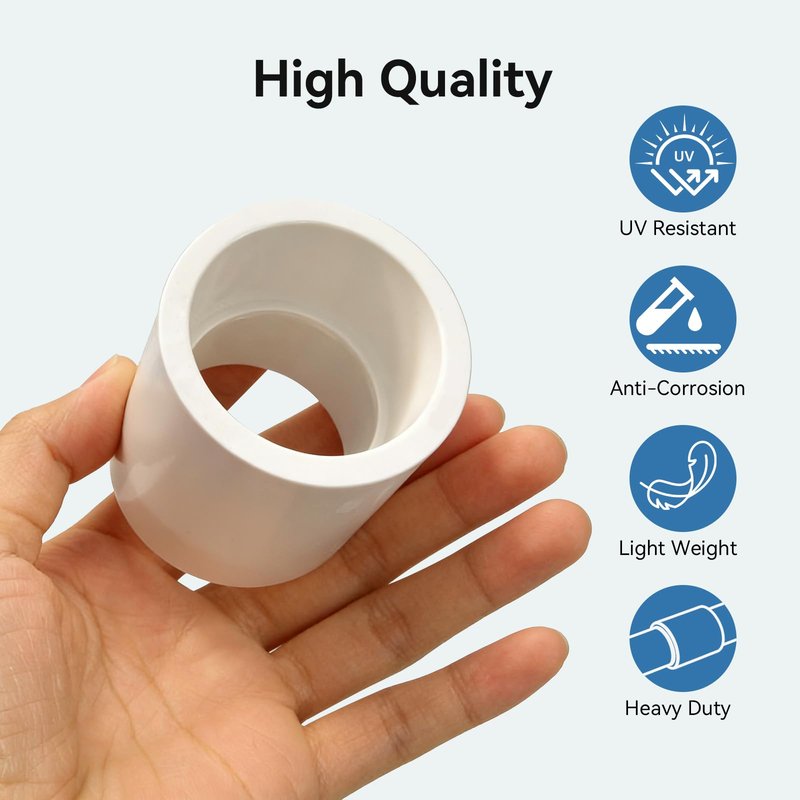 9 Pack 3/4 Inch White PVC Pipe Coupling, Socket x Socket, Schedule 40 Heavy Duty Slip Connectors for DIY Garden Support, Sprinkler System (0.75Inch)
