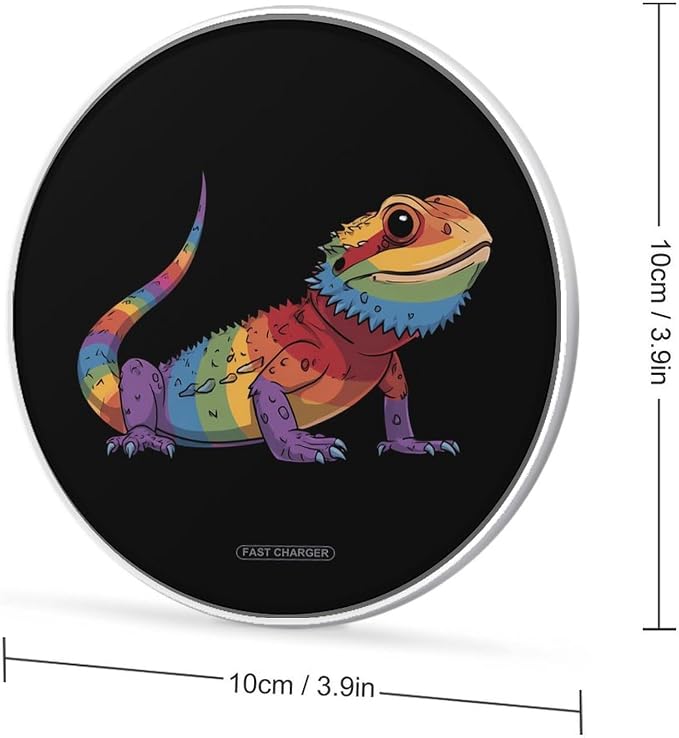 Colorful Bearded Dragon Lizards Wireless Charger Portable Charging Pad | LightweightAll Smartphone