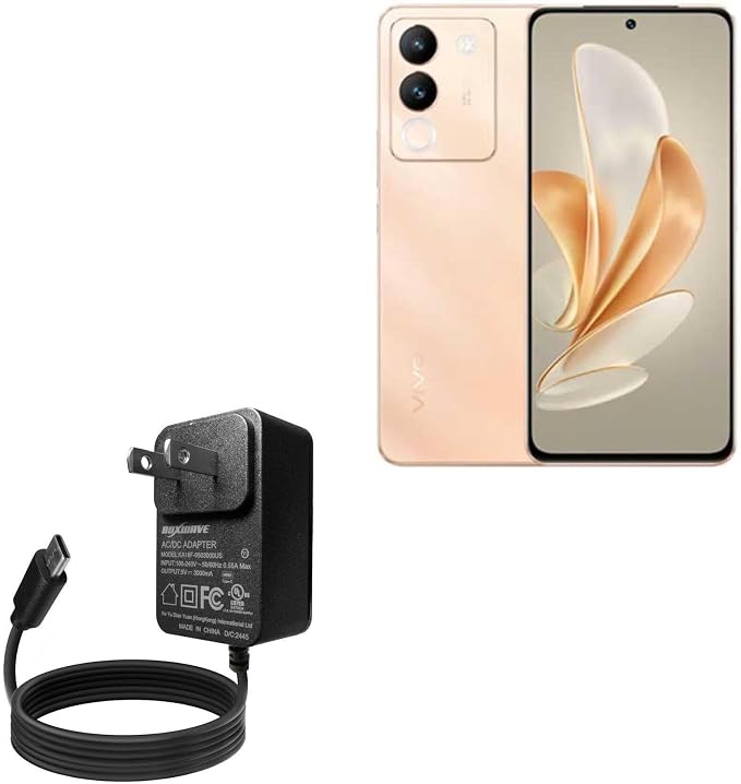 BoxWave Charger Compatible with vivo V30 Lite - Wall Charger Direct (15W) Rapid Charge Your Device with Built-in 3ft Cable