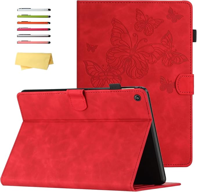 Fire HD 8 Case Slim Folding Stand Auto Wake/Sleep Wallet Case with Cards/Cash Holder for Amazon Fire HD 8(8th/7th/6th Gen 2018/2017/2016 Release)-Black