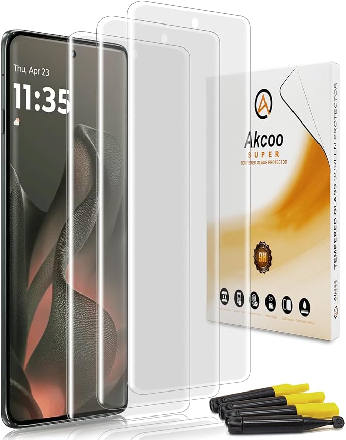 Matte Screen Protector for Motorola Edge 2025 3 Pack Tempered Glass LOCA UV Set Anti Glare Sensitive and Soft Touch 9H Scratch Resistant Edge to Edge Protection