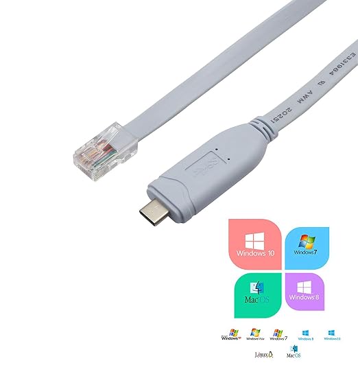 FTDI Chip Console Cable - USB Male to RJ45 Male 10FT (3m) for PCs Laptops Router and More