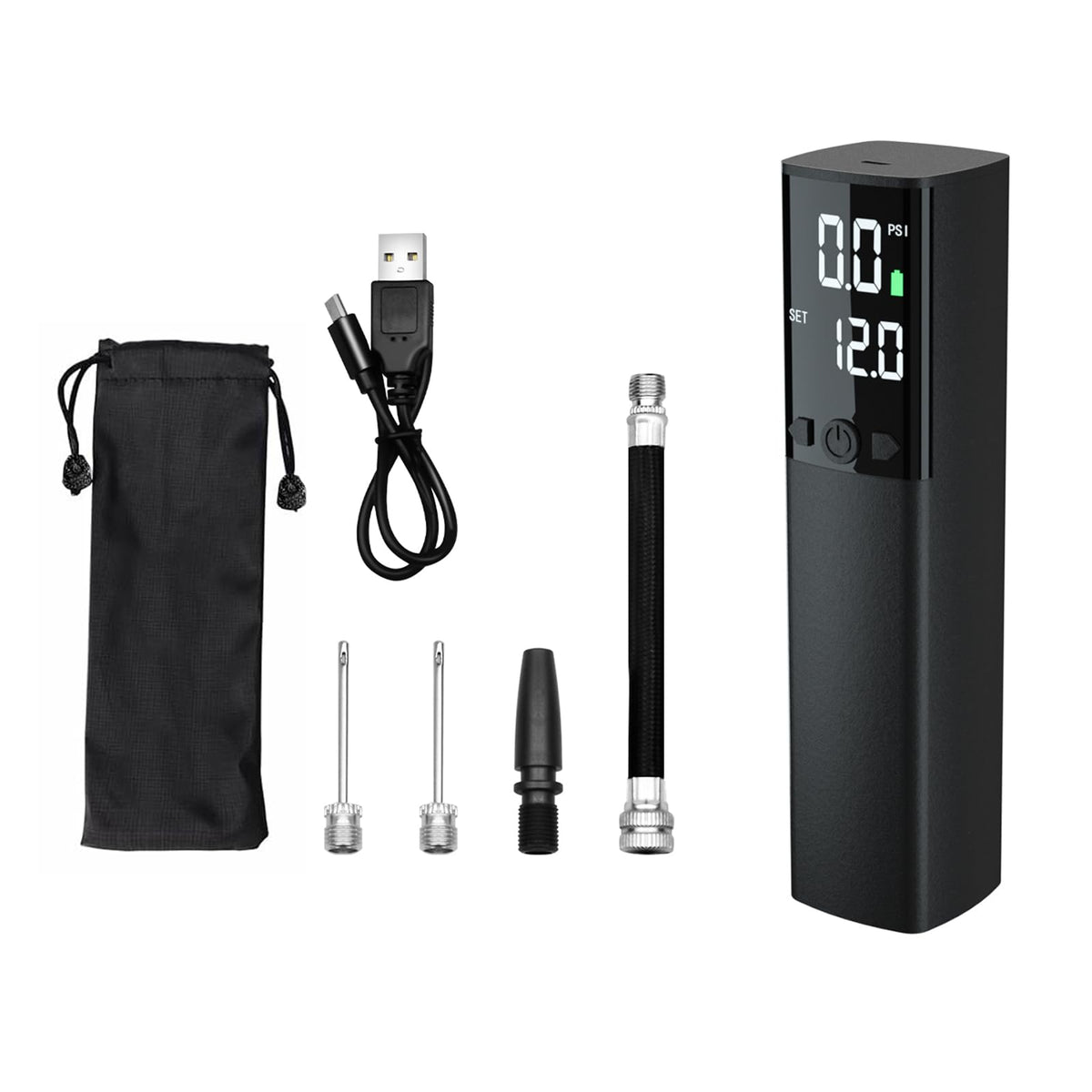 Brrnoo Smart Electric Ball Pump with LCD Display & LED Flashlight – 12 PSI Portable Mini Air Pump for Basketball, Soccer, Volleyball, Swimming Rings, Automatic Stop & USB Rechargeable