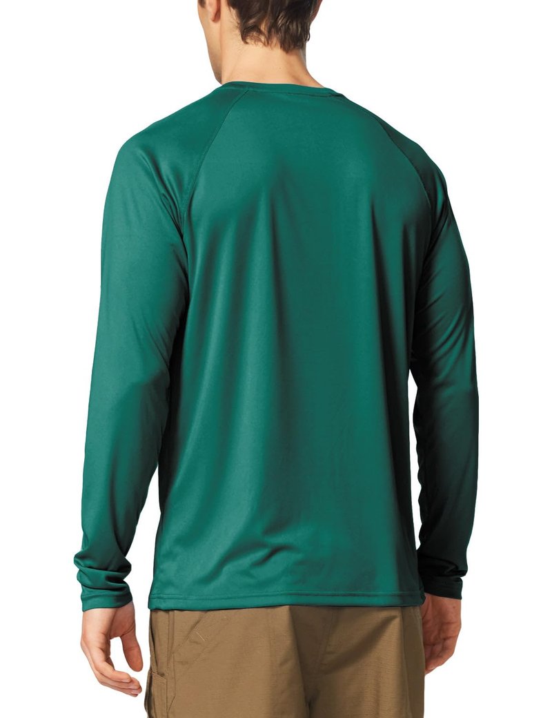 baleaf Mens UPF 50+ Sun Protection Shirts Long Sleeve Rash Guard, Quick Dry 4-Way Stretch for Fishing Swimming Surfing 01-Emerald M