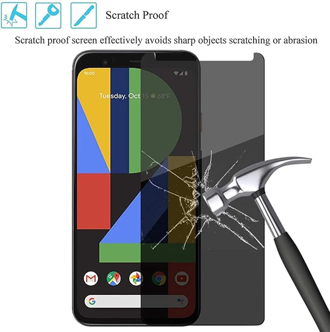 3 Pack Privacy Screen Protector for Google Pixel 4 9H Hardness [Anti-Scratch] Full Coverage Anti-Spy Tempered Glass Film for Google Pixel 4 [Don’t Support Fingerprint Unlock] | 9H Hardness Anti-Spy T