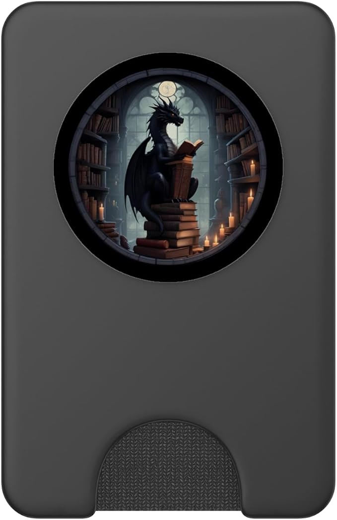 Librarian Dragon Gothic Goth Book Reading Lover PopSockets Adhesive PopGrip