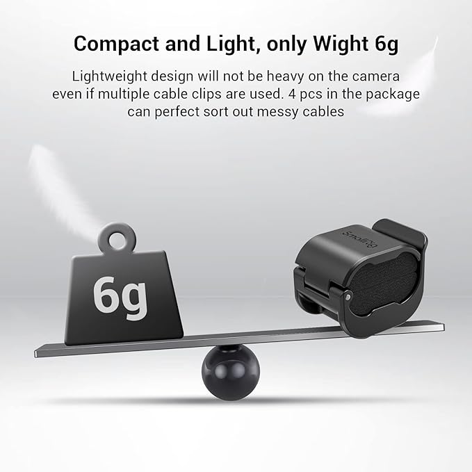 SmallRig Camera Clamp (4 pcs) for HDMI/SDI/Microphone Cable, DSLR Camera Cable Lock Mount Support 2-7mm