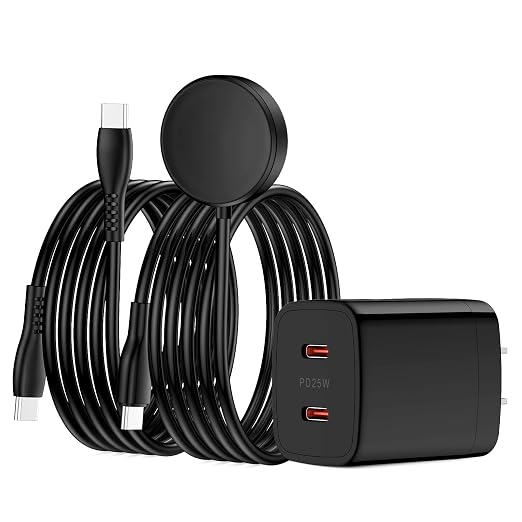 Samsung Watch Charger Fast Charging for Samsung Galaxy Watch 8 Classic/8/Watch 7/Ultra/6 Classic/6/5 Pro/5/4/3/Active2/Active25W Dual USB C Block Charger 6FT Type C Magnetic Wireless Charging Cable