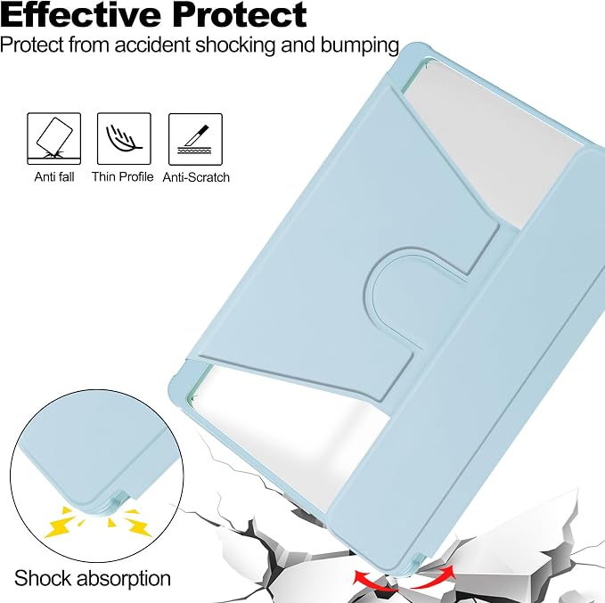 Tablet Case for Samsung Galaxy TAB A9+/A9 Plus with S Pen Holder 360° Swiveling Stand Shockproof Cover with Clear Transparent Back Shell Auto Wake/Sleep (Black Galaxy Tab A9 Plus)