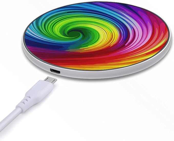Rainbow Spiral Wireless Charger 10W Portable Fast Wireless Charging Pad Compatible with Phone Slim Charging Station Lightweight Charger Mat Charging Block for Travel Home Office