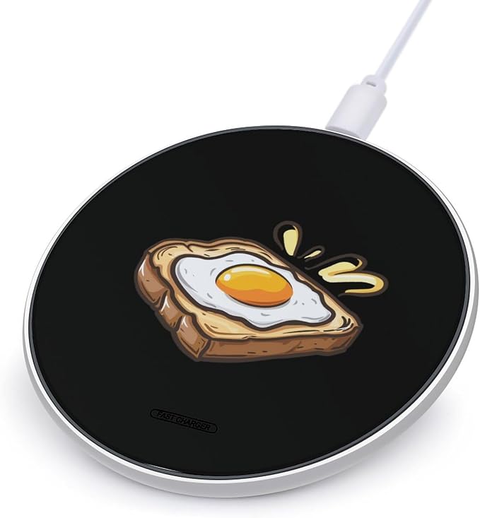Fried Egg Toast Wireless Charger SlimWireless Charging Pad Anti-Slip Charger Mat for Men Women