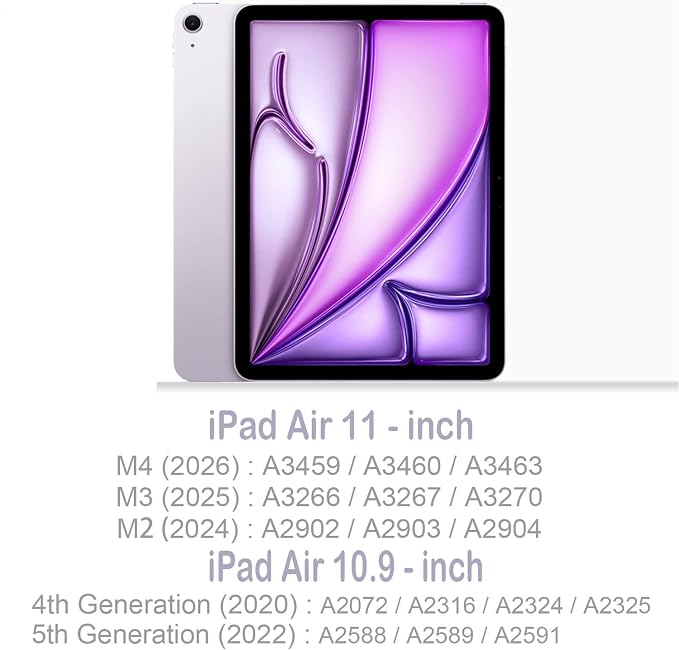 Feams Case for iPad Air 11-inch M4 2026 / M3 2025 / M2 2024 iPad Air 5th/4th Generation 2022/2020 10.9 Inch Y-Fold Standing Case Clear Back with Portrait Stand &amp Pencil Holder Beige Checkered