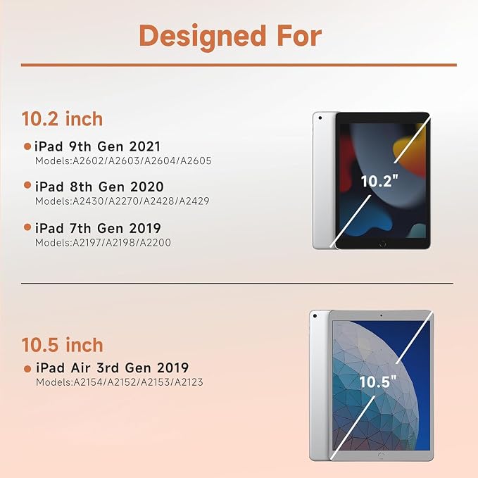 BLUTLOTUS Keyboard case for iPad 9th/8th/7th Generation 10.2 Inch - Backlit Wireless Detachable Folio Keyboard Cover with Pencil Holder for iPad 9th/8th/7th Gen Air 3rd Generation 10.5 Inch