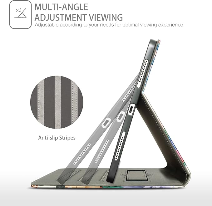 Case for iPad Air 13-inch M4/M3/M2 iPad Pro 12.9 6th/5th/4th/3rd Generation Case with Pencil Holder Multi-Angle Adjustable Stand Shockproof Pocket/Hand Strap/Auto Wake Sleep Sunflowers Butterfly