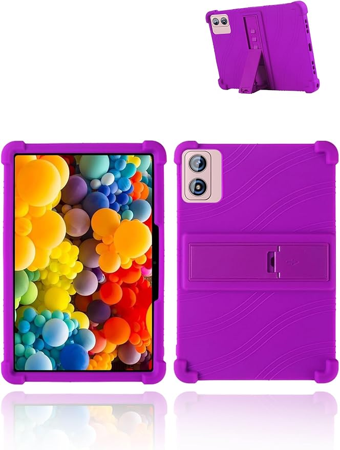 for Dghrti TAB20 2025 Android Gaming Tablet10 2.5K Ultra Clear Display Tablet Model CaseSoft Silicone Adjustable Stand Cover Lightweight Kids FriendlyPurple.