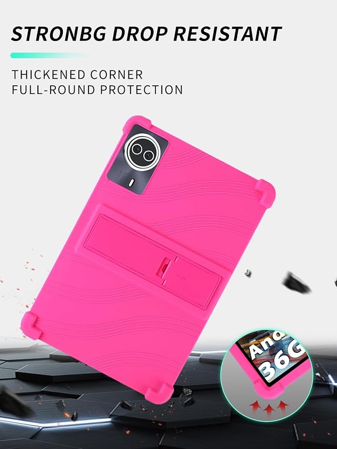 Case for TCL NXTPAPER 14/Callsky-Tech Ctab 14/BEYODFU A140 Tablet 14 inch，WUNIAK Shock Proof Lightweight Stand Rubber Shell Protective CoverKids Friendly Soft Silicone Adjustable Stand CoverBlack