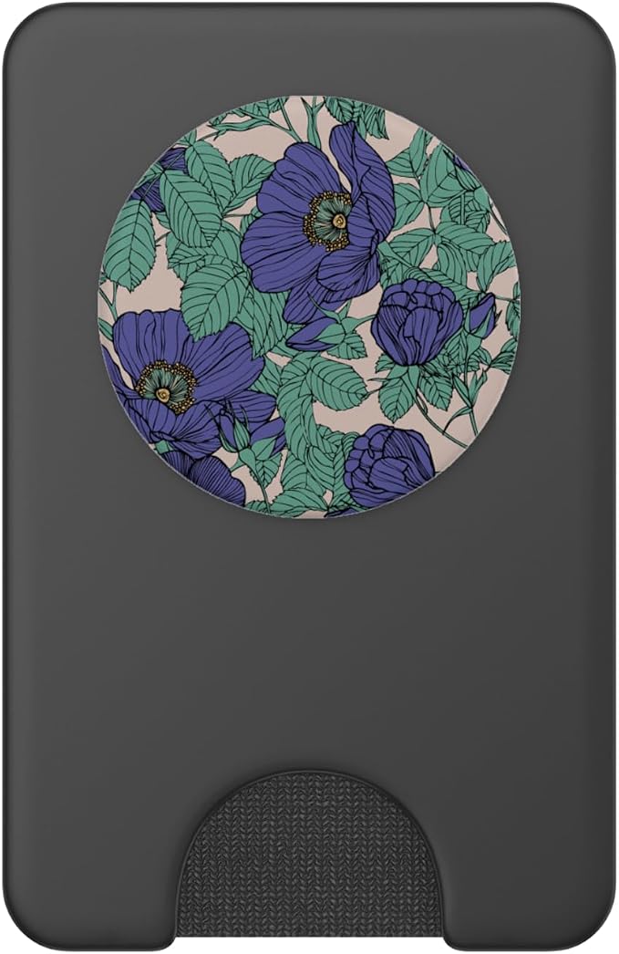 Purple And Green Retro Vintage Floral Pattern PopSockets PopGrip: Swappable Grip for Phones &amp Tablets PopSockets Adhesive PopGrip